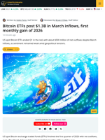 US Spot Bitcoin ETFs Post $500M Net Outflows In Q1 2026