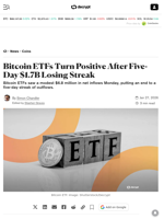 Bitcoin ETFs Turn Positive After Five-Day $1.7B Losing Streak - Decrypt