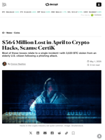 $364 Million Lost in April to Crypto Hacks, Scams: CertiK - Decrypt