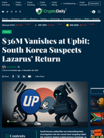 $36M Vanishes at Upbit; South Korea Suspects Lazarus’ Return - Crypto Daily