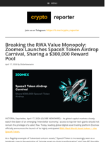 Breaking the RWA Value Monopoly: Zoomex Launches SpaceX Token Airdrop Carnival, Sharing a $300,000 Reward Pool