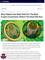 Why Pepeto Can Beat Floki For The Best Crypto Investment, Before The Next Bull Run