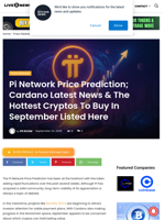Pi Network Price Prediction; Cardano Latest News & The Hottest Cryptos To Buy In September Listed Here | Live Bitcoin News