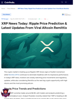 XRP News Today: Ripple Price Prediction & Latest Updates From Viral Altcoin Remittix