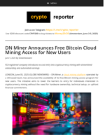 DN Miner Announces Free Bitcoin Cloud Mining Access for New Users