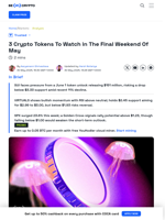 3 Crypto Tokens To Watch In The Final Weekend Of May