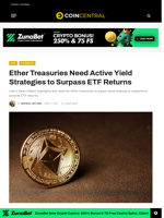Ether Treasuries Need Active Yield Strategies to Surpass ETF Returns - CoinCentral