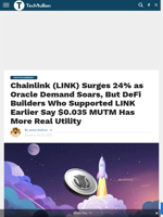 Chainlink (LINK) Surges 24% as Oracle Demand Soars, But DeFi Builders Who Supported LINK Earlier Say $0.035 MUTM Has More Real Utility - TechBullion
