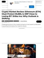 Crypto Market Review: Ethereum (ETH) Must Protect $1,885, Is XRP Close to Losing $1? Shiba Inu: Why Outlook Is Shifting - U.Today