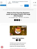 Shiba Inu Price Faces Key Resistance Levels, but Analyst Predicts 94% Surge After Breakout