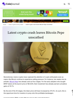Latest crypto crash leaves Bitcoin Pepe unscathed