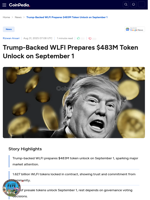 Trump-Backed WLFI Prepares $483M Token Unlock on September 1