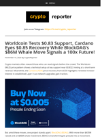 Worldcoin (WLD) price pattern, Cardano (ADA) price recovery, best crypto for the future