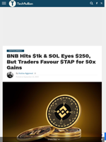 BNB Hits $1k & SOL Eyes $250, But Traders Favour $TAP for 50x Gains - TechBullion