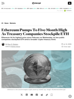 Ethereum Pumps To Five-Month High As Treasury Companies Stockpile ETH - Decrypt