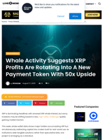 Whale Activity Suggests XRP Profits Are Rotating Into A New Payment Token With 50x Upside | Live Bitcoin News