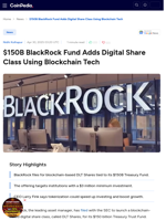 $150B BlackRock Fund Adds Digital Share Class Using Blockchain Tech