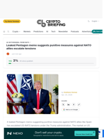 Leaked Pentagon memo suggests punitive measures against NATO allies escalate tensions