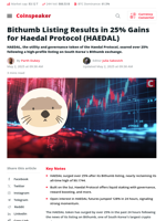Haedal Protocol Jumps 25% After Bithumb Listing