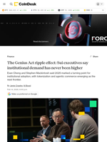 The Genius Act ripple effect: Sui executives say institutional demand has never been higher