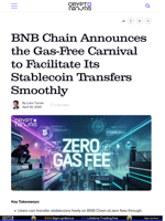 BNB Chain Announces the Gas-Free Carnival to Facilitate Its Stablecoin Transfers Smoothly