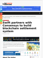 Swift partners with Consensys to build blockchain settlement system - The Crypto News Wire