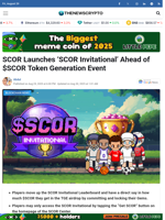 SCOR Launches 'SCOR Invitational' Ahead of $SCOR Token Generation Event - TheNewsCrypto