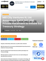 Mill City Ventures III, Ltd. Announces $450,000,000 Private Placement to Initiate Sui Treasury Strategy | Live Bitcoin News