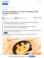 PancakeSwap Leads DeFi Markets, But CAKE Fails to Follow