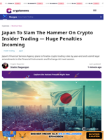 Japan To Slam The Hammer On Crypto Insider Trading
