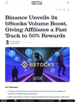 Binance Unveils 3x bStocks Volume Boost, Giving Affiliates a Fast Track to 50% Rewards
