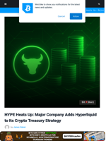 HYPE Heats Up: Major Company Adds Hyperliquid to Its Crypto Treasury Strategy | Bitcoinist.com