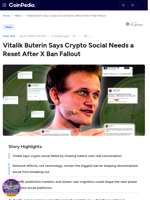 Vitalik Buterin Says Crypto Social Needs a Reset After X Ban Fallout