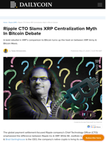 Ripple CTO Slams XRP Centralization Myth In Bitcoin Debate - DailyCoin