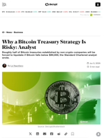 Why a Bitcoin Treasury Strategy Is Risky: Analyst - Decrypt