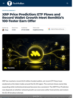 XRP Price Prediction: ETF Flows and Record Wallet Growth Meet Remittix's 100-Tester Earn Offer - TechBullion
