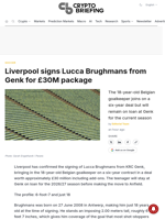 Liverpool signs Lucca Brughmans from Genk for £30M package