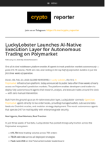 LuckyLobster Launches AI-Native Execution Layer for Autonomous Trading on Polymarket