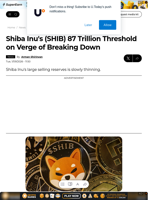 Shiba Inu's (SHIB) 87 Trillion Threshold on Verge of Breaking Down - U.Today
