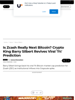 Is Zcash Really Next Bitcoin? Crypto King Barry Silbert Revives Viral '1%' Prediction - U.Today