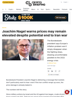 Joachim Nagel warns prices may remain elevated despite potential end to Iran war