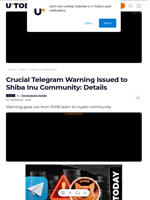 Crucial Telegram Warning Issued to Shiba Inu Community: Details - U.Today