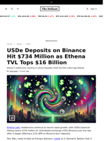 USDe Deposits on Binance Hit $734 Million as Ethena TVL Tops $16 Billion - 