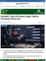 ZachXBT Links US Seized Crypto Theft to Contractor CEO’s Son
