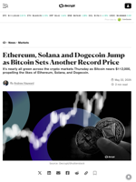 Ethereum, Solana and Dogecoin Jump as Bitcoin Sets Another Record Price - Decrypt