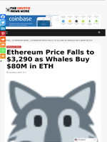 Ethereum Price Falls to $3,290 as Whales Buy $80M in ETH - The Crypto News Wire