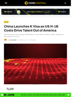 China Launches K Visa as US H-1B Costs Talent Out of America