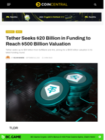 Tether Seeks $20 Billion Investment