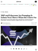 XRP and Ethereum Are Pumping: Is Solana Next? Here’s What the Charts Say - Decrypt