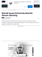 Brandt Issues Extremely Bearish Altcoin Warning - U.Today